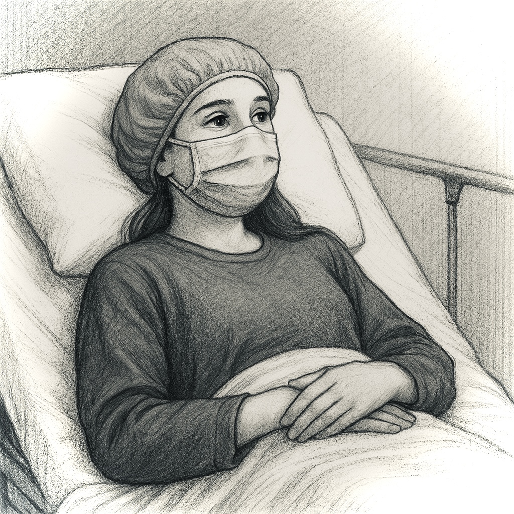 ragazza in ospedale, aspettando notizie